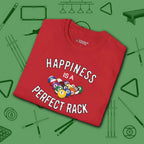 Happiness Is A Perfect Rack T-Shirt, in Red color, billiards shirt, folded view