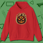 Haunted Eight Ball Pumpkin Hoodie, front view, in Red it’s not a hobby — it’s a lifestyle