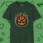 Haunted Eight Ball Pumpkin T-Shirt, front view, in Forest Green it’s not a hobby — it’s a lifestyle