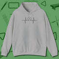 Heartbeat 8 Ball Hoodie, front view, in Sport Grey tough like your favorite break cue