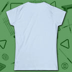 Heartbeat 8 Ball Women's Cut Tee, in Light Blue color, billiards shirt, back view