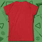 Heartbeat 8 Ball Women's Cut Tee, in Red color, billiards shirt, back view