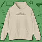 Heartbeat 9 Ball Hoodie, in Sand color, billiards hoodie, front view