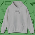Heartbeat 9 Ball Hoodie, front view, in Sport Grey tough like your favorite break cue