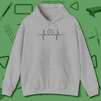 Heartbeat 9 Ball Hoodie, front view, in Sport Grey tough like your favorite break cue