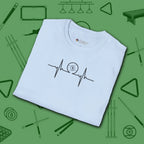 Heartbeat 9 Ball T-Shirt, in Light Blue color, billiards shirt, folded view