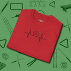 Heartbeat 9 Ball T-Shirt, folded view, in Red put your best game on display