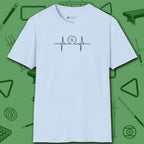 Heartbeat 9 Ball T-Shirt, in Light Blue color, billiards shirt, front view