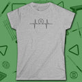 Heartbeat 9 Ball Women's Cut Tee, in Sport Grey color, billiards shirt, front view
