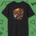 Hellfire Eight Ball T-Shirt, in Black color, billiards shirt, back view