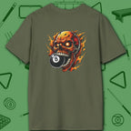 Hellfire Eight Ball T-Shirt, in Military Green color, billiards shirt, back view