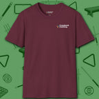 Hellfire Eight Ball T-Shirt, in Maroon color, billiards shirt, front view