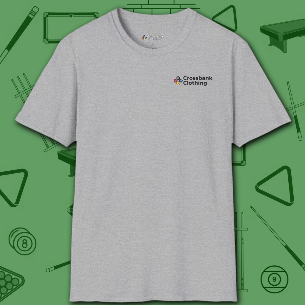 Hellfire Eight Ball T-Shirt, in Sport Grey color, billiards shirt, front view