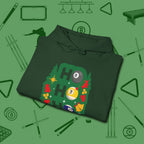 Ho Ho Ho Billiards Hoodie, folded view, in Forest Green for shooters who dress like they play: sharp