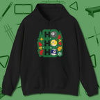 Ho Ho Ho Billiards Hoodie, front view, in Black because the table is your battlefield