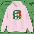Ho Ho Ho Billiards Hoodie, front view, in Light Pink classic cue style, no gimmicks