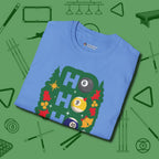 Ho Ho Ho Billiards T-Shirt, folded view, in Carolina Blue style that banks as hard as you do