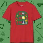 Ho Ho Ho Billiards T-Shirt, front view, in Red the official uniform of the after-hours crew
