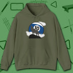 Howling Wolf Hoodie, in Military Green color, billiards shirt, front view