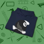 Howling Wolf Hoodie, in Navy color, billiards shirt, folded view