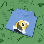 Howling Wolf Hoodie, in Carolina Blue color, billiards shirt, folded view