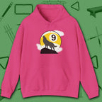 Howling Wolf Hoodie, in Heliconia color, billiards shirt, front view