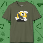Howling Wolf T-Shirt, in Military Green color, billiards shirt, front view