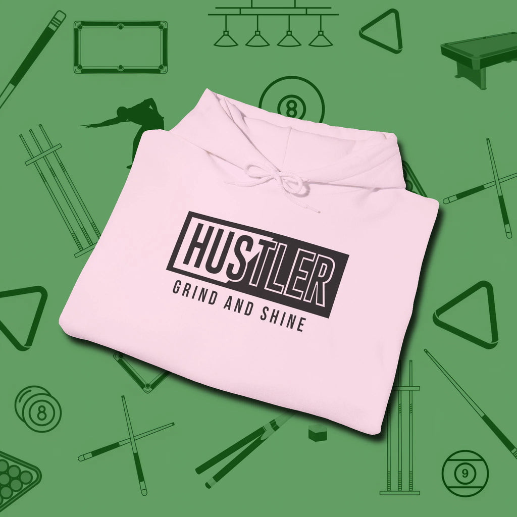 Hustler Grind and Shine Hoodie, folded view, in Light Pink the official uniform of the after-hours crew