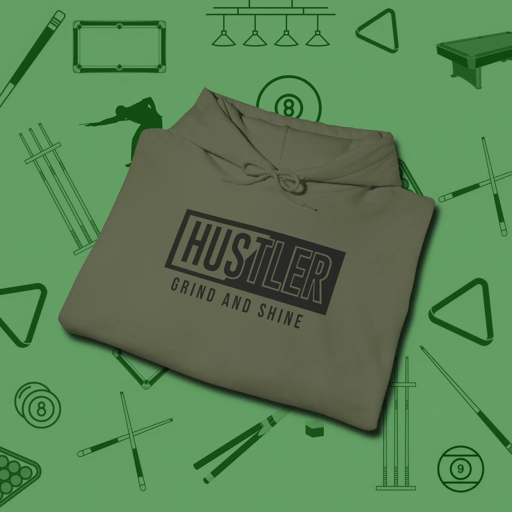 Hustler Grind and Shine Hoodie, folded view, in Military Green because you don’t just play — you represent