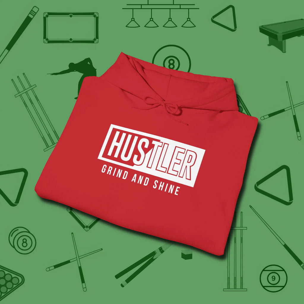 Hustler Grind and Shine Hoodie, folded view, in Red style that banks as hard as you do