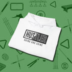 Hustler Grind and Shine Hoodie, folded view, in White like your stroke — smooth and deliberate