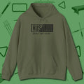 Hustler Grind and Shine Hoodie, front view, in Military Green a clean fit for the dirtiest safeties