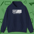 Hustler Grind and Shine Hoodie, front view, in Navy as serious as your stroke