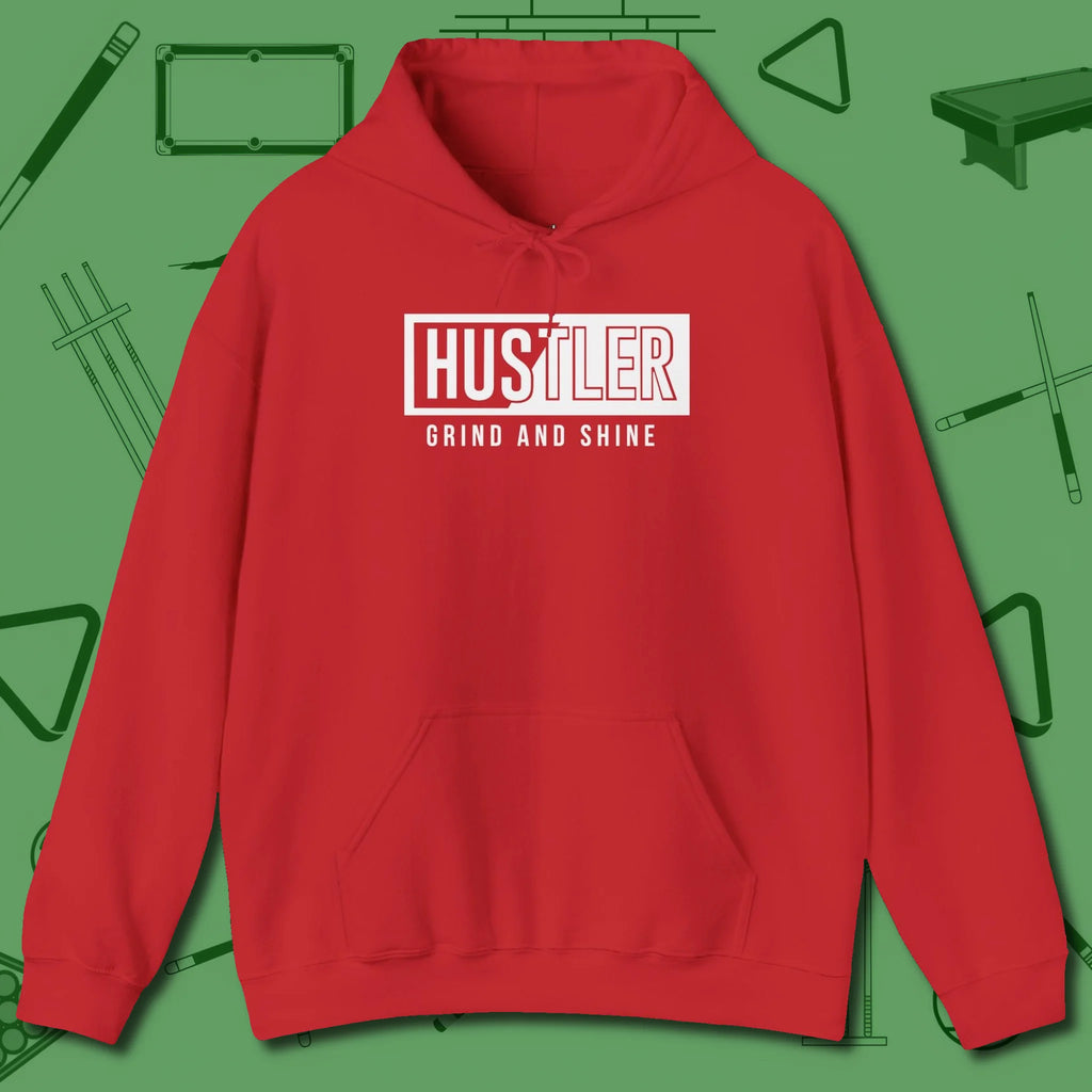 Hustler Grind and Shine Hoodie, front view, in Red for hustlers who keep it honest