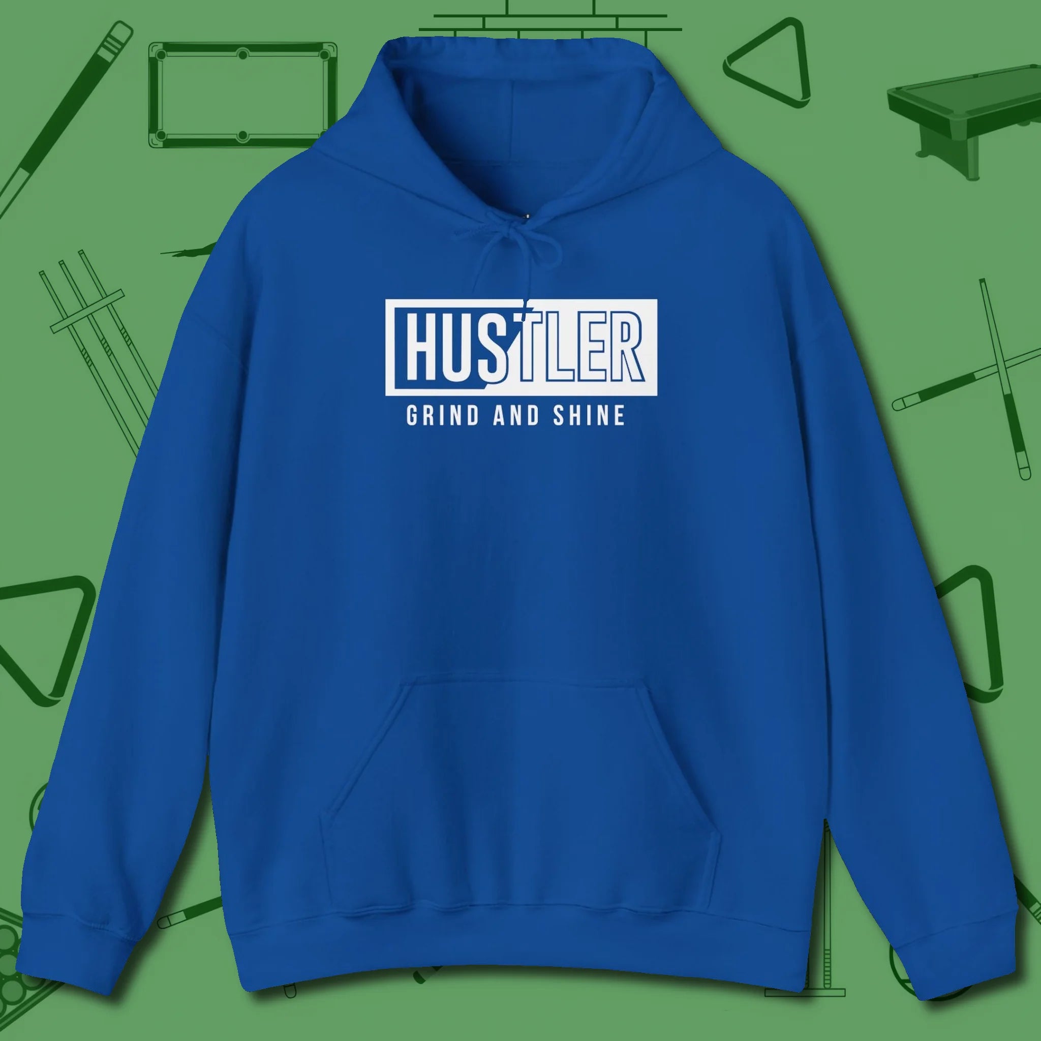 Hustler Grind and Shine Hoodie, front view, in Royal make every shot — and outfit — count