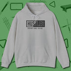Hustler Grind and Shine Hoodie, front view, in Sport Grey not your average 8-ball graphic tee