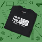 Hustler Grind and Shine T-Shirt, folded view, in Black like your stroke — smooth and deliberate