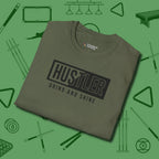 Hustler Grind and Shine T-Shirt, folded view, in Military Green for shooters who dress like they play: sharp