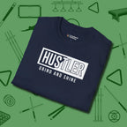 Hustler Grind and Shine T-Shirt, folded view, in Navy for hustlers who keep it honest