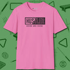 Hustler Grind and Shine T-Shirt, front view, in Azalea ideal for clean hits and clean fits
