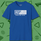 Hustler Grind and Shine T-Shirt, front view, in Royal smart enough for the felt and the street