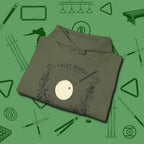 I Beat People With Sticks Hoodie, folded view, in Military Green the official uniform of the after-hours crew