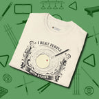 I Beat People With Sticks T-Shirt, folded view, in Natural designed for dead stroke and deadpan looks