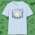 I Beat People With Sticks T-Shirt, front view, in Light Blue from chalk to clutch, look the part