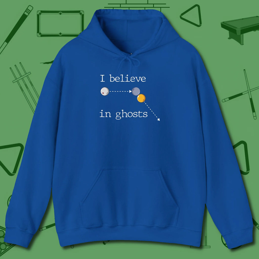 I Believe in Ghosts Hoodie, front view, in Royal built for bold breaks and quiet confidence