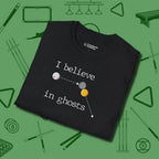 I Believe in Ghosts T-Shirt, folded view, in Black styled to dominate from rack to run-out