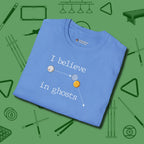 I Believe in Ghosts T-Shirt, folded view, in Carolina Blue make every shot — and outfit — count