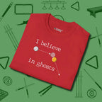 I Believe in Ghosts T-Shirt, folded view, in Red for shooters who dress like they play: sharp