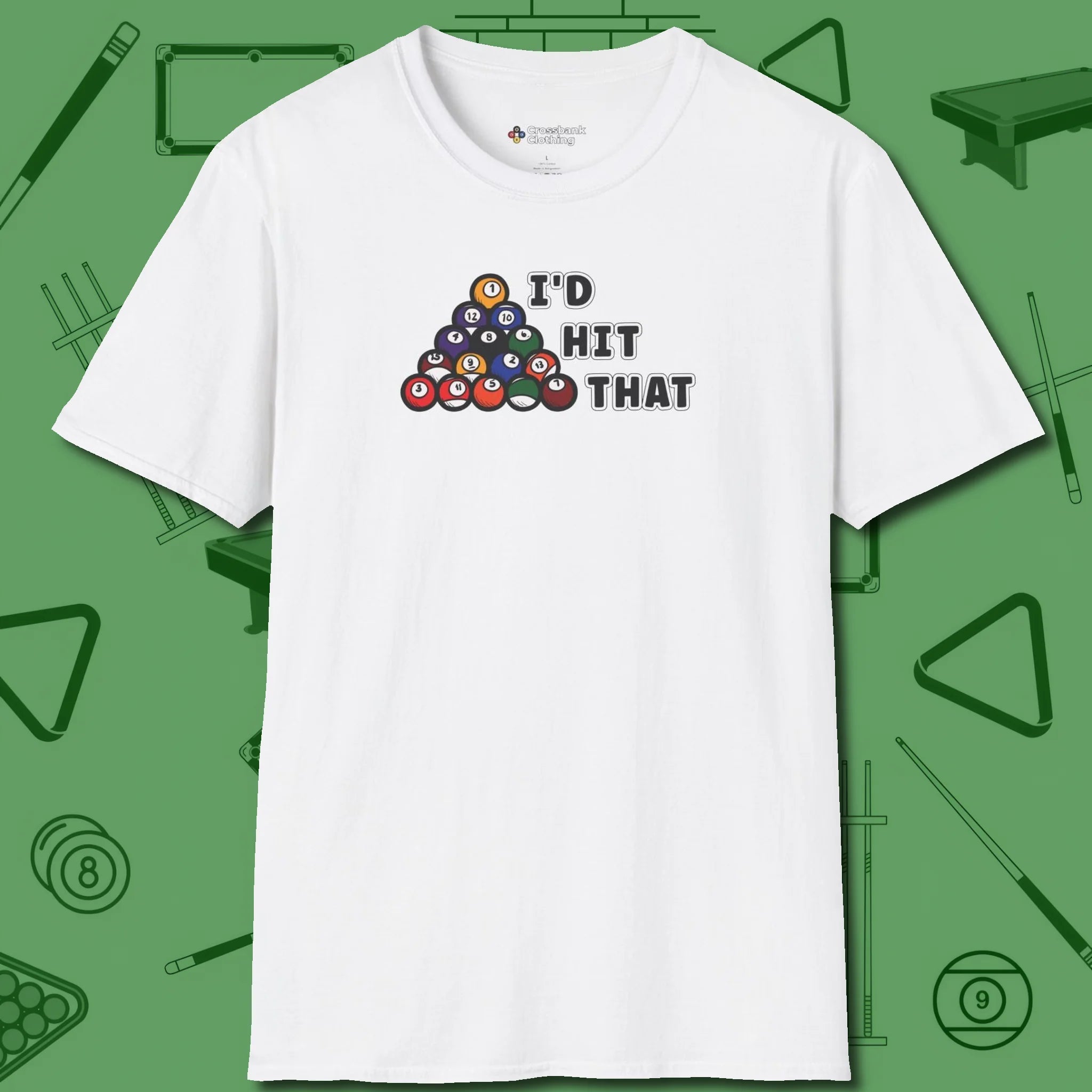 I'd Hit That - Funny T-Shirt, front view, in White styled to dominate from rack to run-out