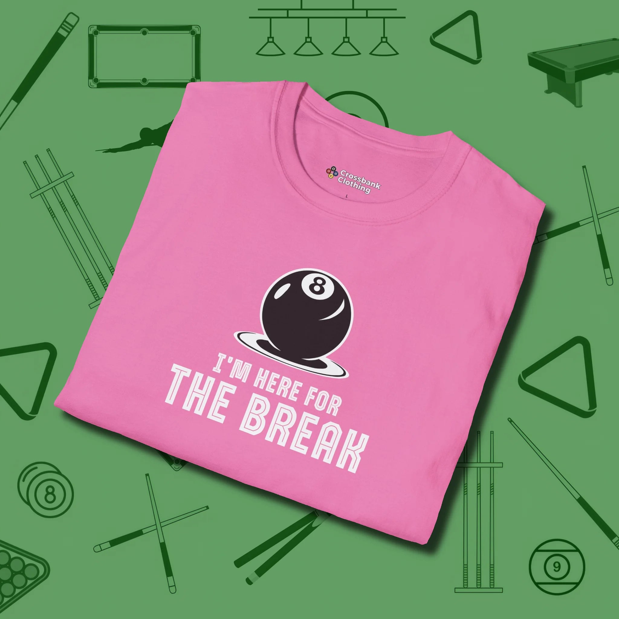 I'm Here For The Break T-Shirt, folded view, in Azalea built for bold breaks and quiet confidence